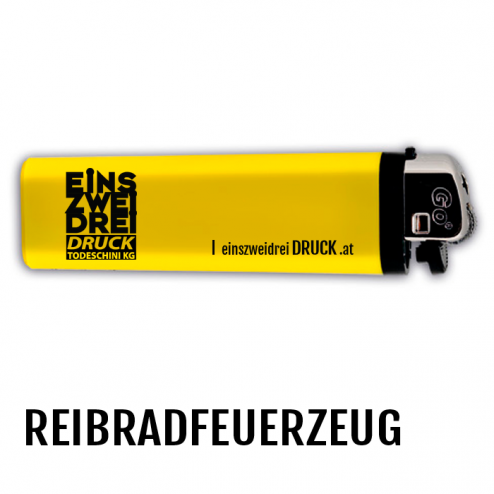 GO Einweg Reibradfeuerzeug Gelb mit Druck