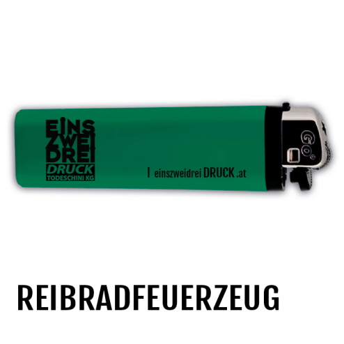 GO Einweg Reibradfeuerzeug Grün mit Druck