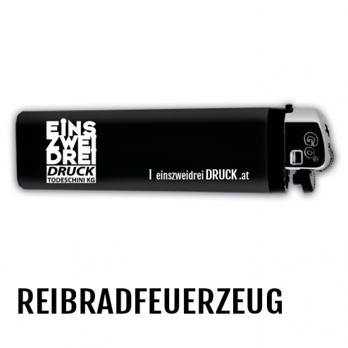 GO Einweg Reibradfeuerzeug Schwarz mit Druck