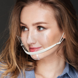 Mund Nasen Schutz aus transparenten Kunststoff